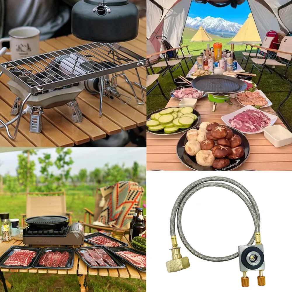 Standard Camping Gas Stove Refill Adapter Butane tank changer fill and drain valve with PU tube Tank Furnace Coupler Connector - view 5
