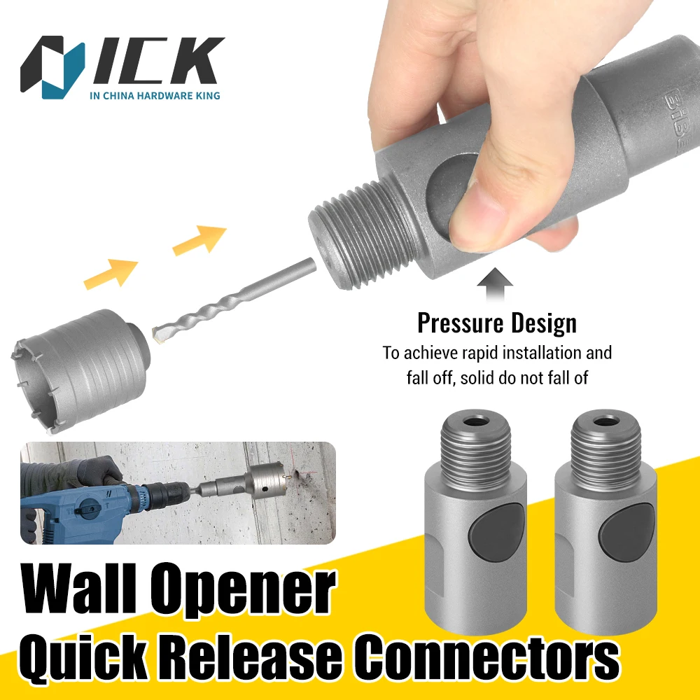 

Quick Release Connector for Wall Hole Saws - Easily Detach Center Drill Without Removing the Hole Saw Power Tool Accessories