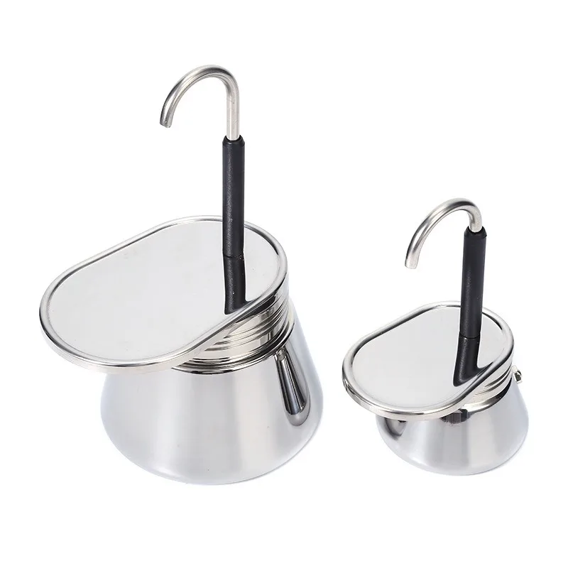 50/100/200ml Stainless Steel Coffee Pot Mini Household Double Cup Moka Pot Portable Espresso Pot Outdoor Coffee Appliance