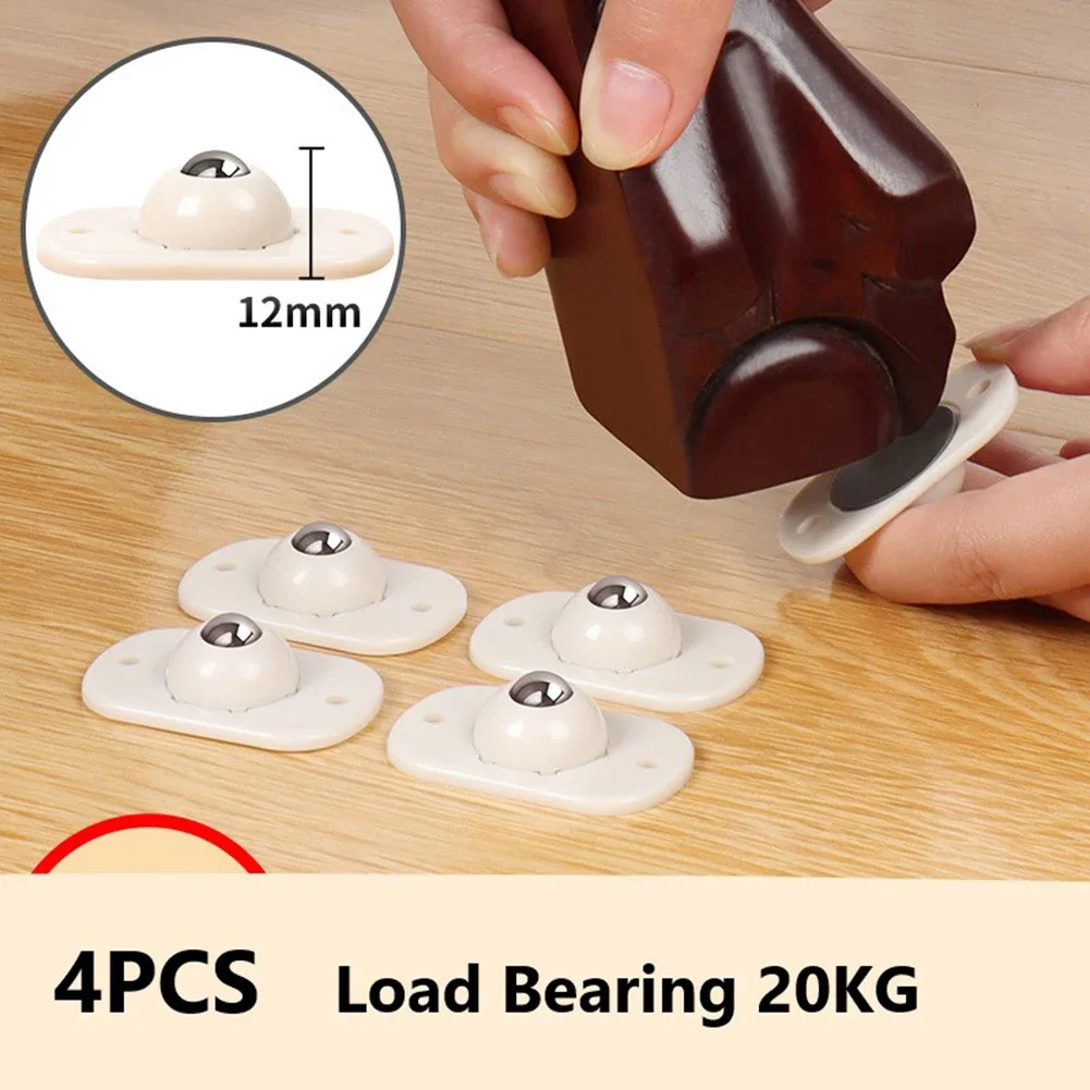 

Trash Can Caster Wheels Caster Wheels Kit Low Profile Design Stainless Steel Ball Strong Adhesion Sturdy Material