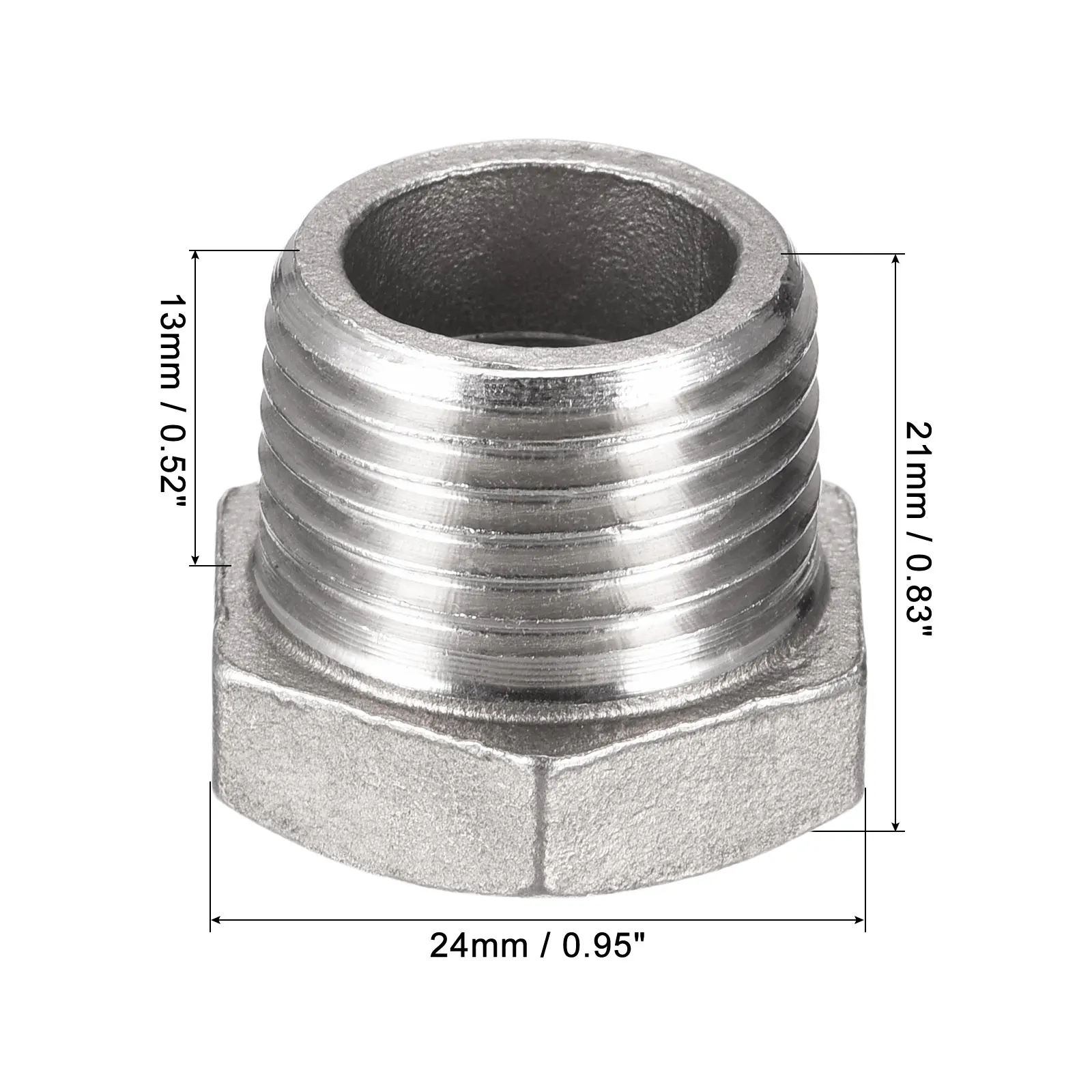 Uxcell Hex Reducer Ring, 1/2 PT Male To 3/8 PT Female 304 Stainless Steel Pipe Fitting Reducer Adapter