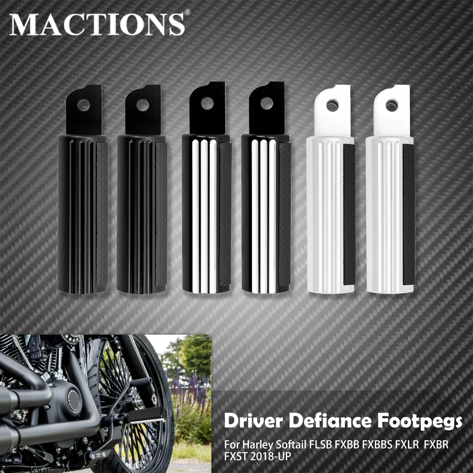 Motorcycle Defiance Driver Footpegs For Harley Softail Breakout FXBR Standard FXST 2018-Up Rider Front Floorboard Footrest Pedal