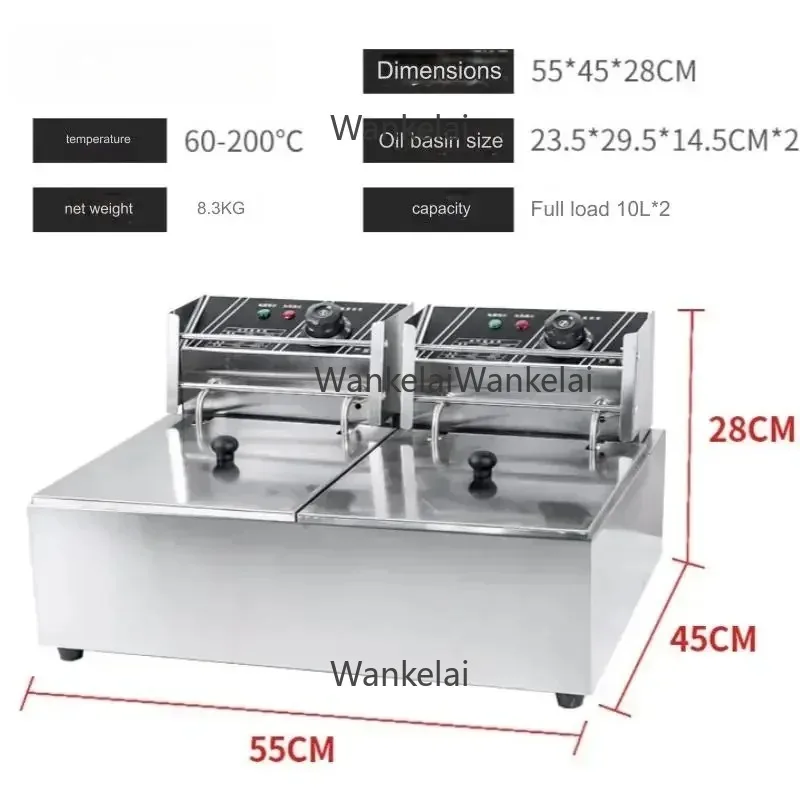 Electric Industrial Fryer Durable High Quality Separate Design Easy Clean One Wipe Voltage 110/220V