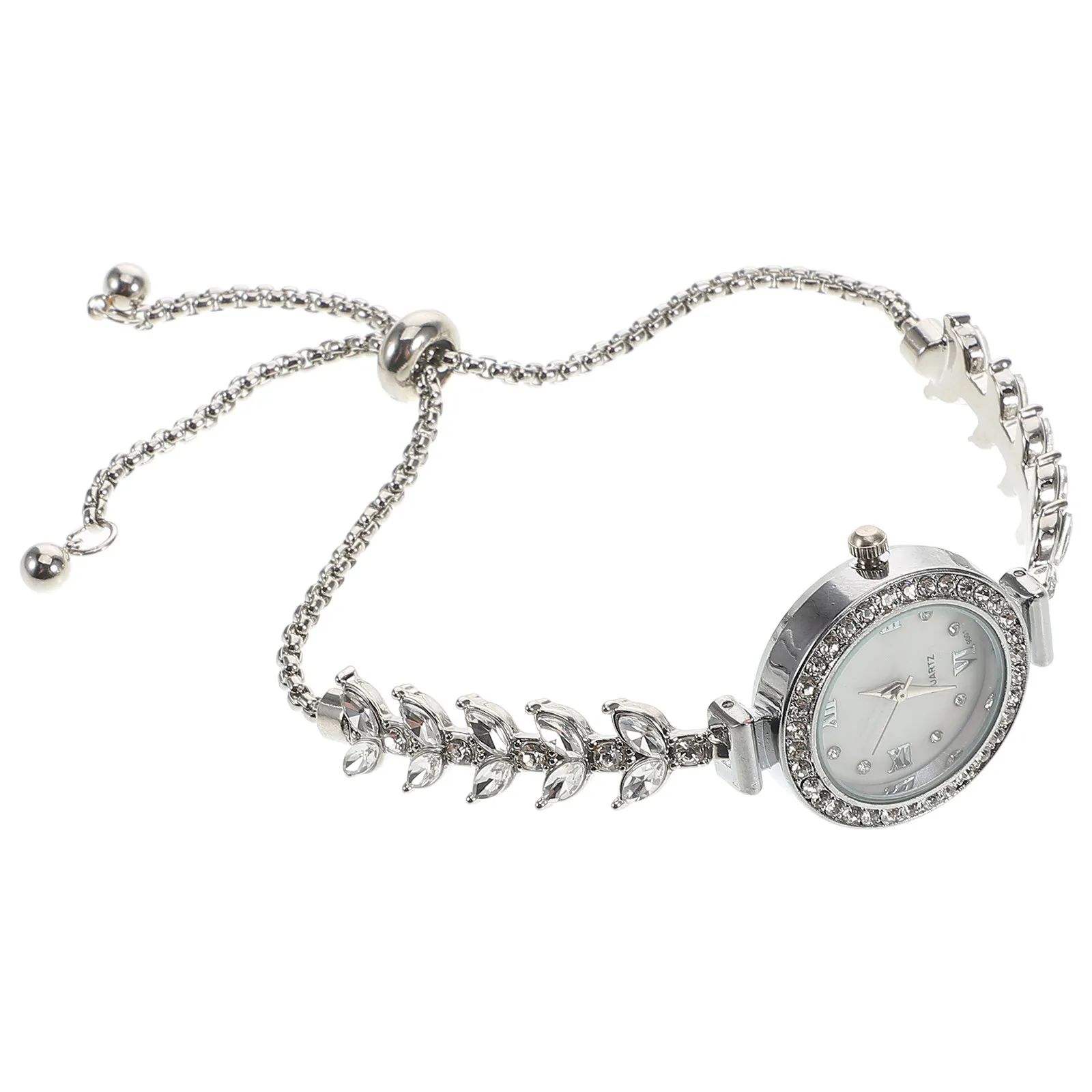 Rhinestone Mermaid Watch for Women Crystal Quartz Bracelet Watch Elegant Luxury Ladies Wristwatch Silver Dressy Fashion