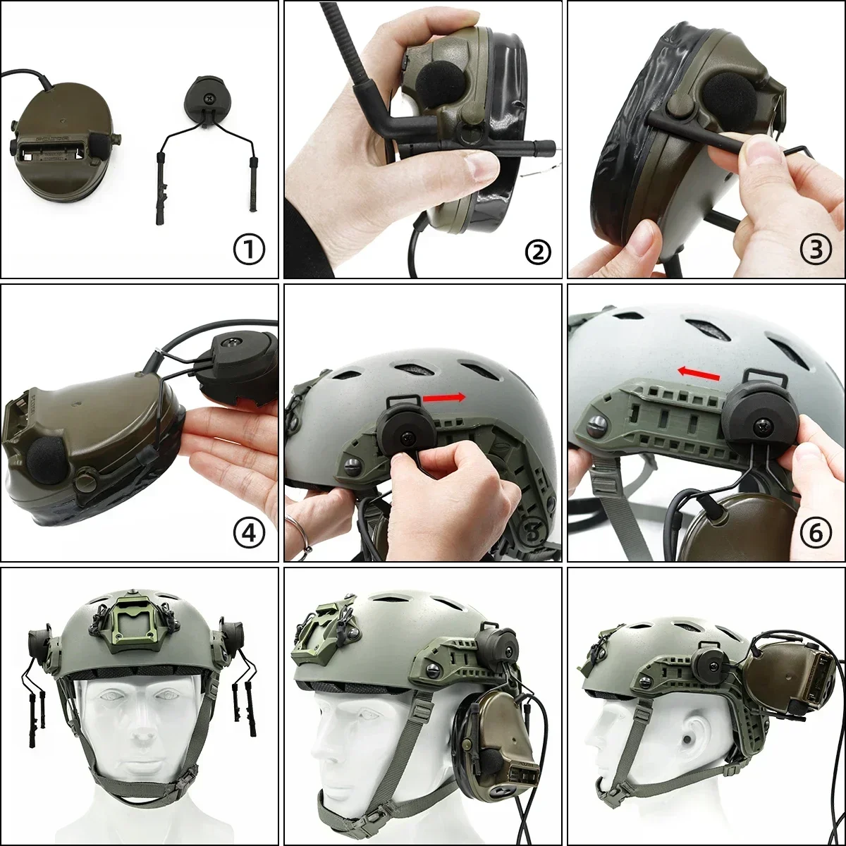 Tactical COMTA Headset Adapter ARC Rail Headset Bracket and Gel Ear Pads for COMTA I II III Tactical Shooting Headphones