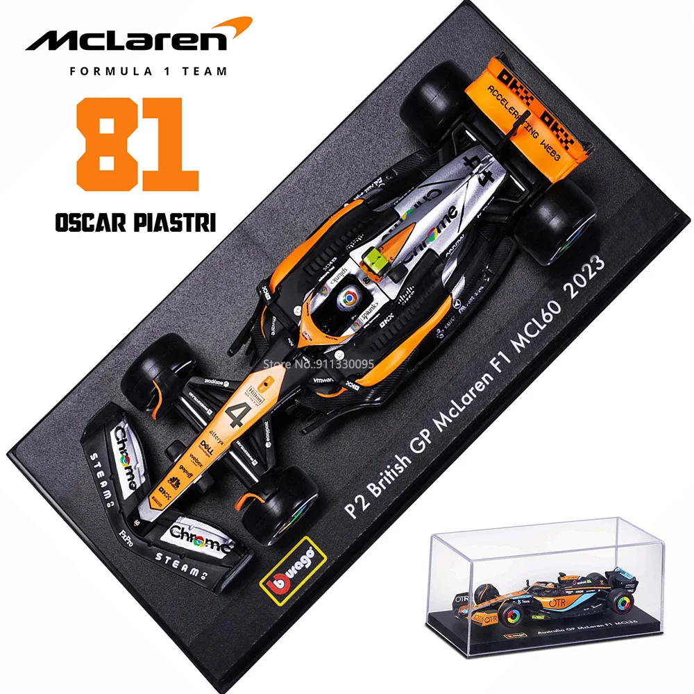 Bburago 1:43 McLaren F1 Team 2023 MCL60 4# Lando Norris 81# Oscar Piastri alloy car model toy series collection gift