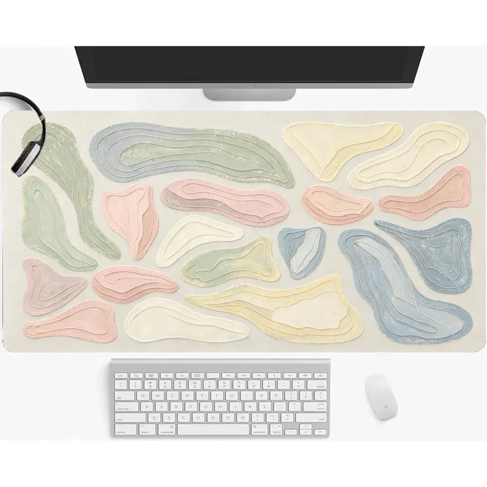 Off-white neutral morandi grey-green stone abstract texture playmat minimalist wabi-sabi gaming desk mat