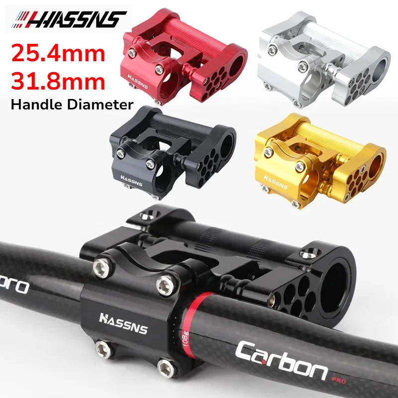 

HASSNS Direct mount stem 25.4 Bicycle Handlebar double Stem Folding Bike Table Bmx Bridge Short Power Adjustable Stem Riser