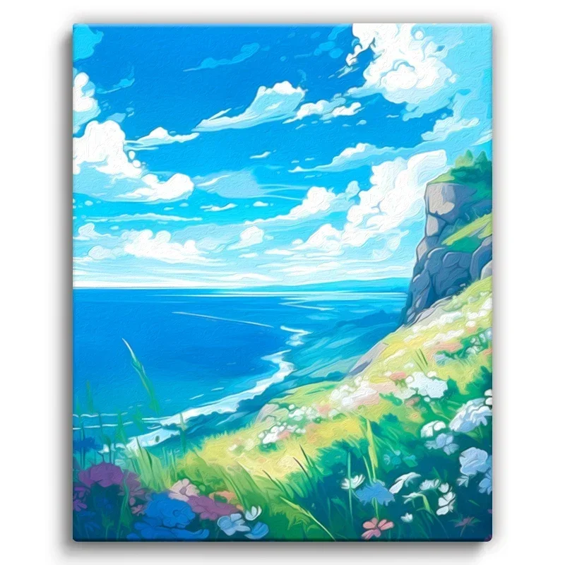 

591891 Diy Oil Painting By Numbers Canvas Art Painting Landscape Seascape Color Markers Handwork Art Mural Wall Decororation