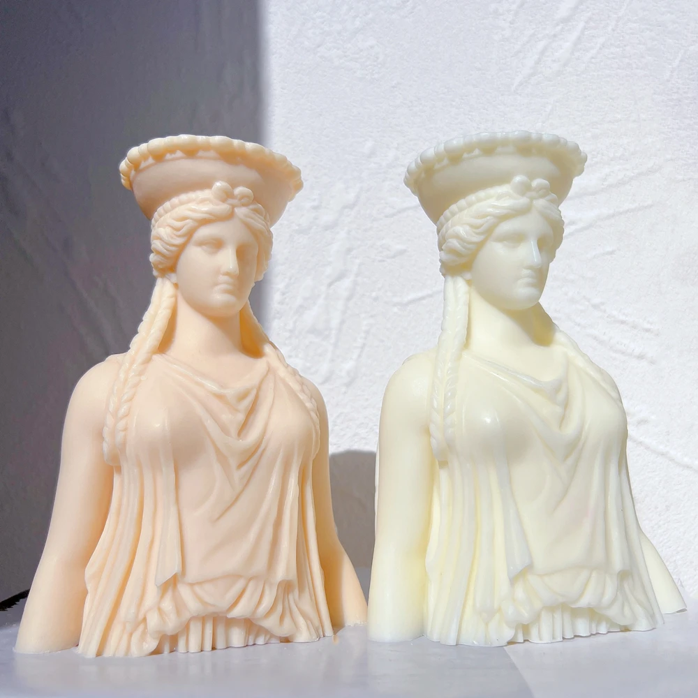 Greek Roman Goddess Sculpture Silicone Mould Female Body Bust Statue Art Decoration Scented Candle Silicone Mold