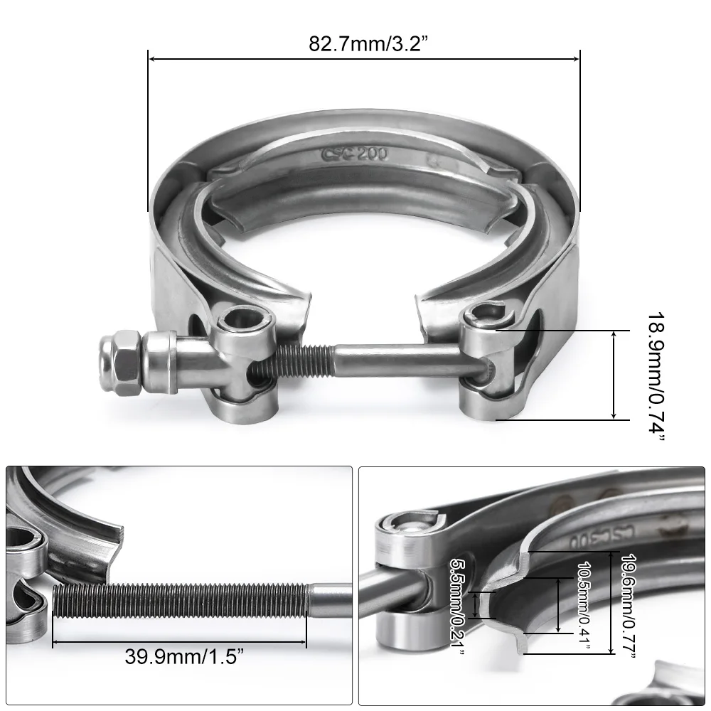 WLR Universal 2.0 inch Auto Parts V-band clamp kit for Turbo, Exhaust pipes Turbo Downpipe Exhaust Clamp V band WLR-VCN2