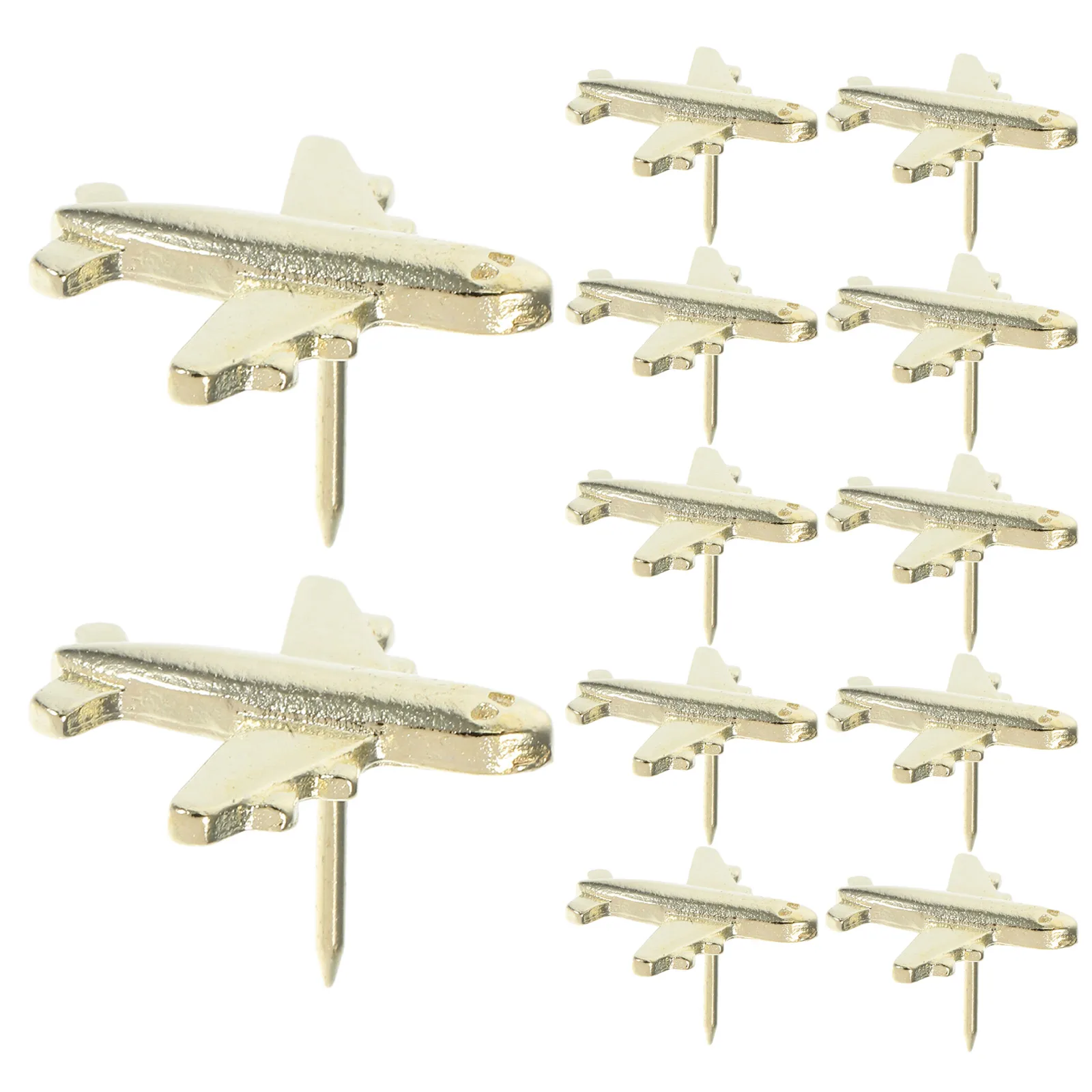 12Pcs Airplane Push Pins 3D Metal Gold Creative Thumbtacks for Cork Board Photo Wall Map Pins Decorative Office Home