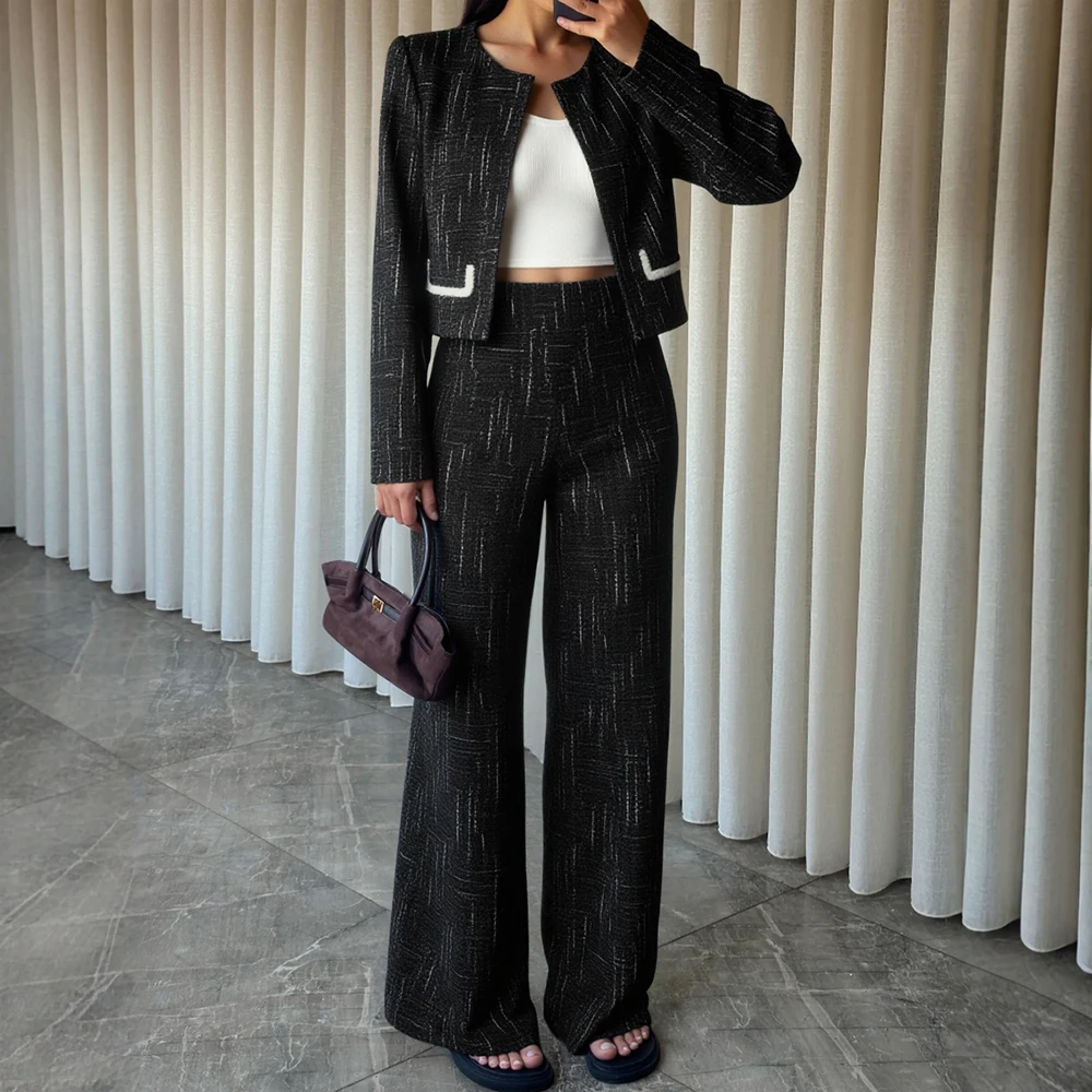 

MiaMuse Women's 2025 Chic Fashion Pantsuits All Seasons Long Sleeve Open Front Full Length Plain Daily Regular Fit Pantsuits