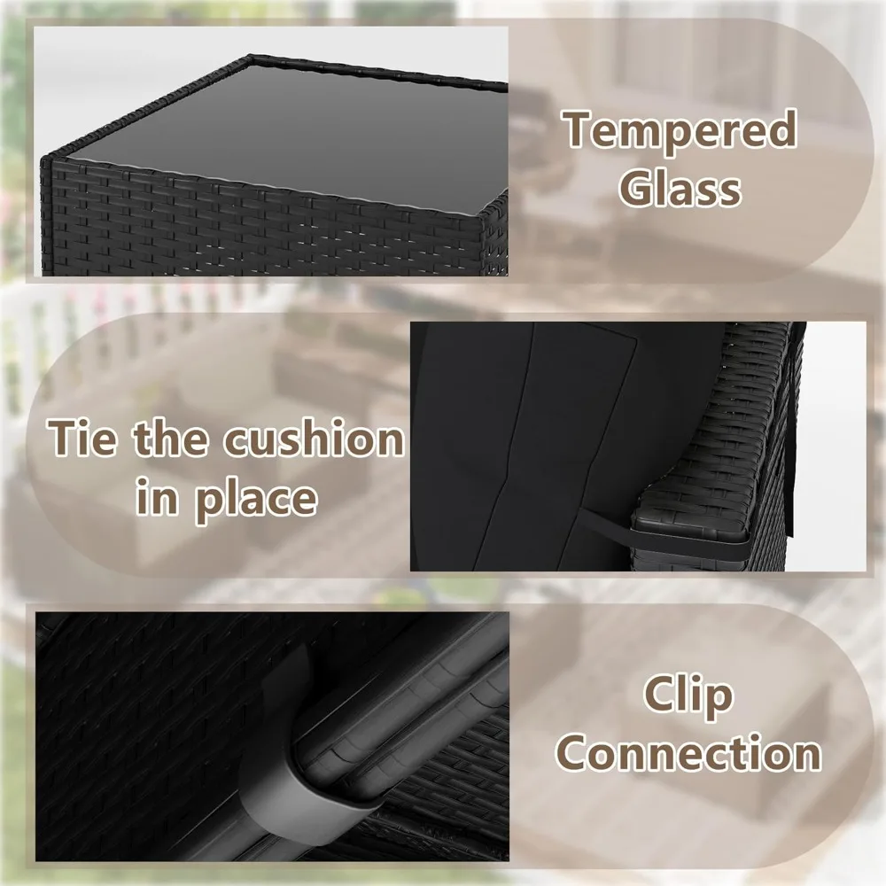 7 Piece Outdoor Patio Furniture Set, Outdoor Sectional Sofa, Wicker Rattan Patio Furniture, Patio Conversation Set, Customized