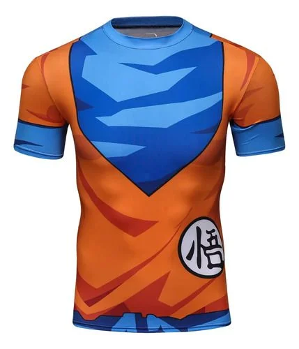 Dragon Ball Wukong Compressed Short Sleeve Orange Blue 3D Full Print Quick Drying Fitness Training Anime Cosplay T-shirt Top