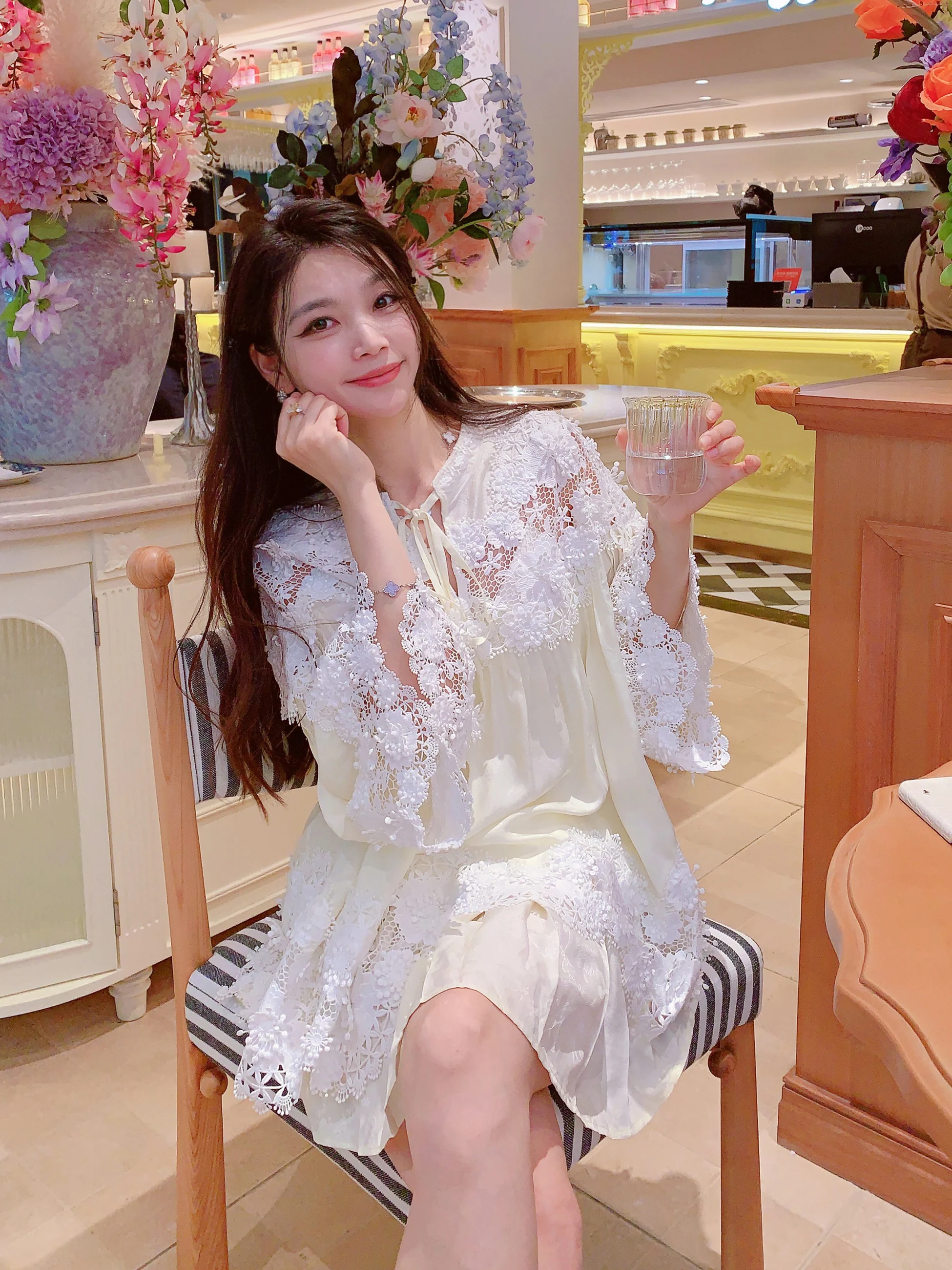 

Шелковые рубашки MissLuxury для женщин: летние, солнцезащитные, из высококачественного шелка, с круглым вырезом, рукавом 3/4