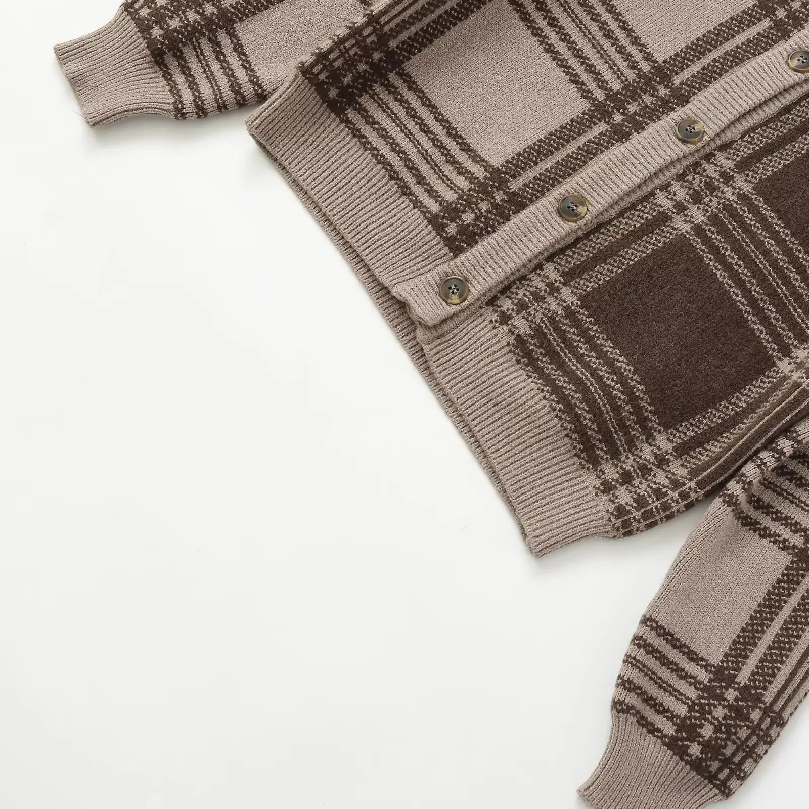 سترة نسائية جديدة من JNLEAOG لفصل الخريف، تصميم عصري بنقشة مربعات وأكمام طويلة وياقة مستديرة، مصنوعة من ألياف البوليستر، كارد... #3