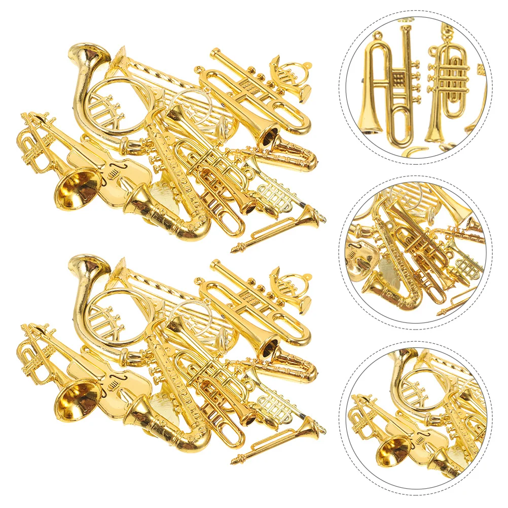 28Pcs Mini Musical Instrument Decorations Christmas Tree Ornaments Violin Trumpet Flute Tiny DIY Craft Accessories