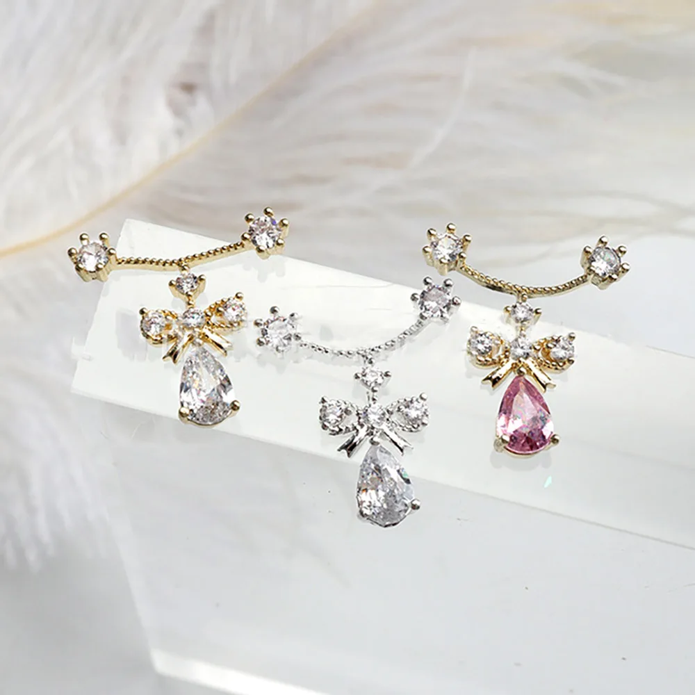 -Nailtips 목걸이- 고급스러운 지르콘 쥬얼리 부유한 손끝 대형 목걸이 스타일 참 물방울 크리스탈 네일 장식품 404s