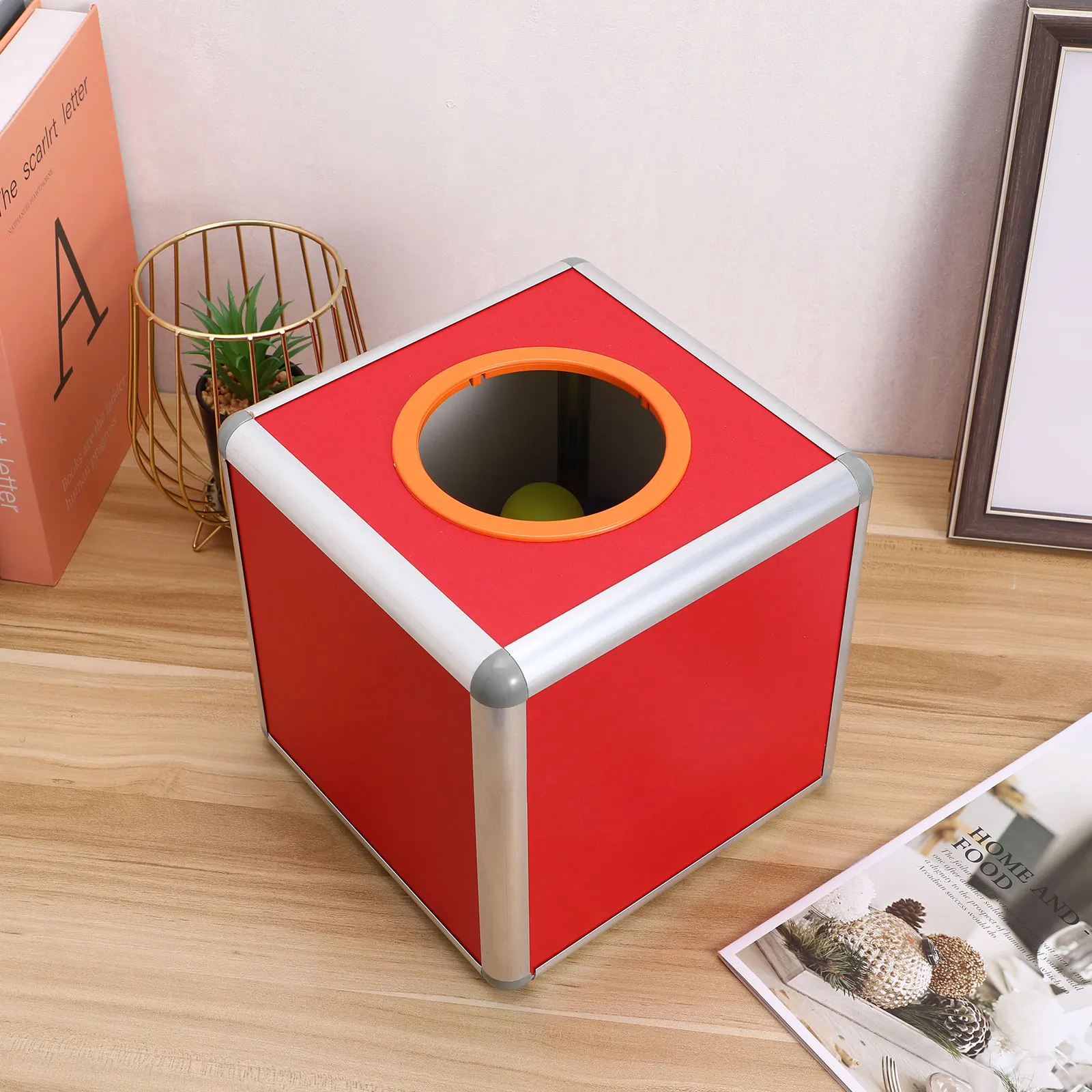 Metal Box for Lottery Storage, Ticket Container, Donation Ball, Ball Draw, Alloy Sugestão, Lucky Card Game, Party Supply