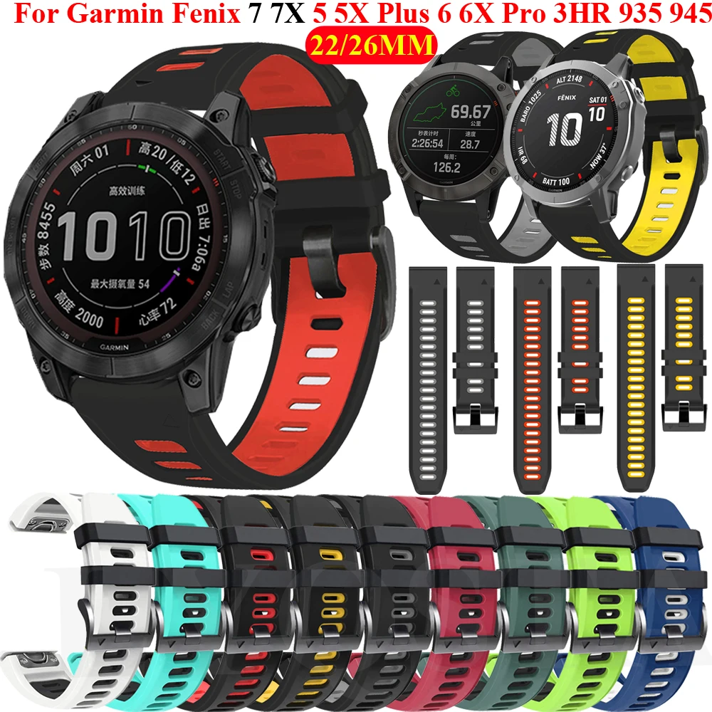 Correas de silicona para reloj inteligente, pulsera de 22 y 26mm para Garmin Fenix 7, 7X, 6, 6X Pro, 5, 5X Plus, 3, 3HR, 935, 945, D2, QuickFit