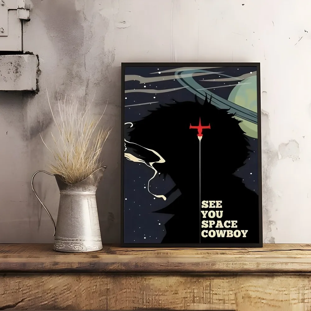 C-Cowboy Japan Anime B-Bebop Retro Poster Sticky Wall Art Printing Waterproof Home Living Bed Room Bar Hallway Aesthetic Decor