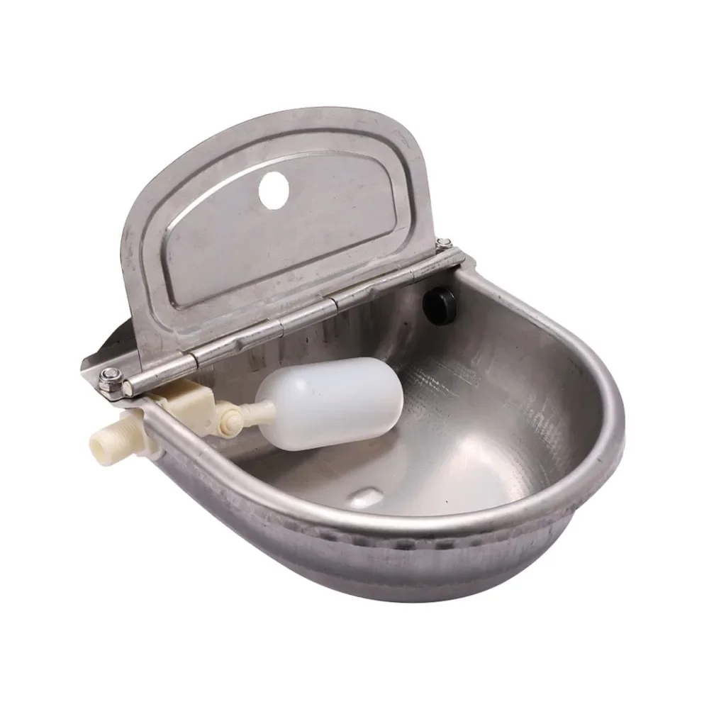 304 Stainless Steel With Drain Hole Drink Automatic Float Farming Trough Horse Cow Water Bowl Supplies Sheep Dog Pet Goat Cattle