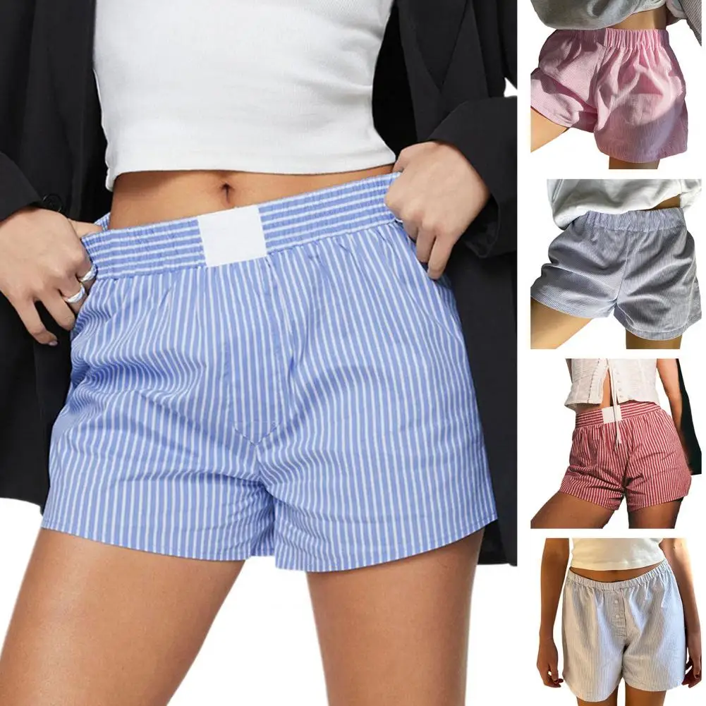 Y2k Stripe Clothes Shorts Women's Fashion Loose Shorts 2024 High Elastic Waist Short Pants Summer Casual Homewear Sport Short