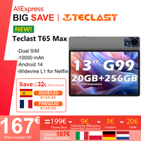 Teclast T65 Max 13 inch Android 14 Tablet 8 cores MediaTek Helio G99 (8GB + 12GB expansion) Max. 20GB RAM 256GB ROM 10000mAh battery dual SIM 4G LTE 1920x1200 GPS Widevine L1 for Netflix