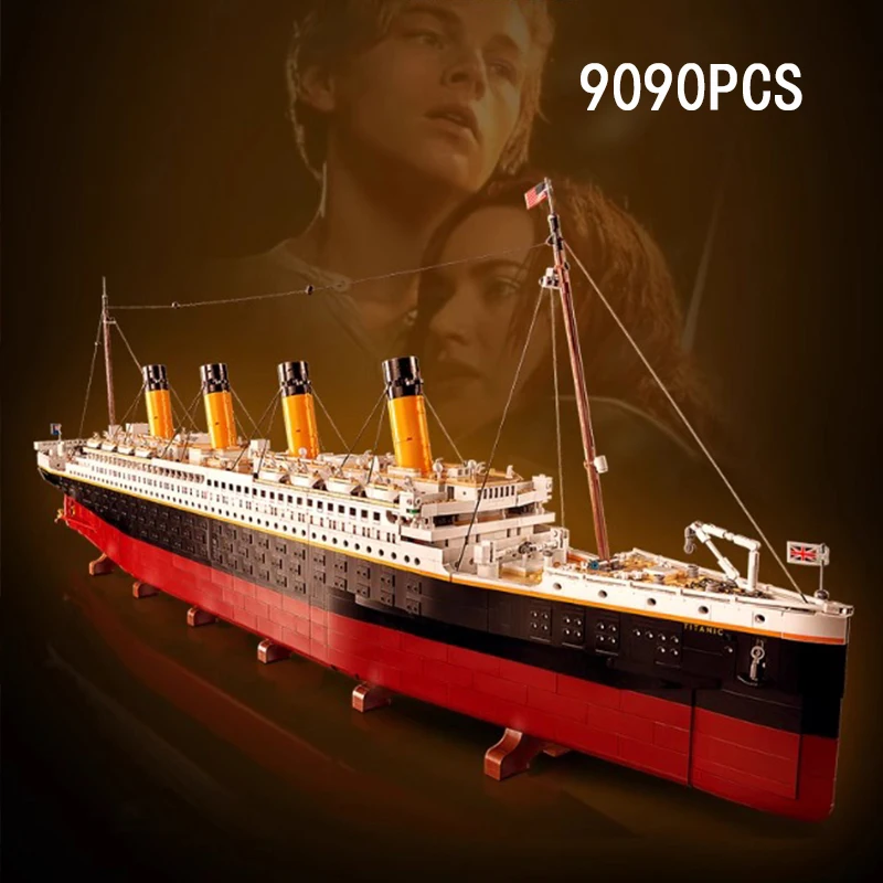 2026 In stock New 9090pcs Classic Movies Unsinkable Giant Ship Large Cruise Boat Ship Steamship Model Birthday Ornament Gift