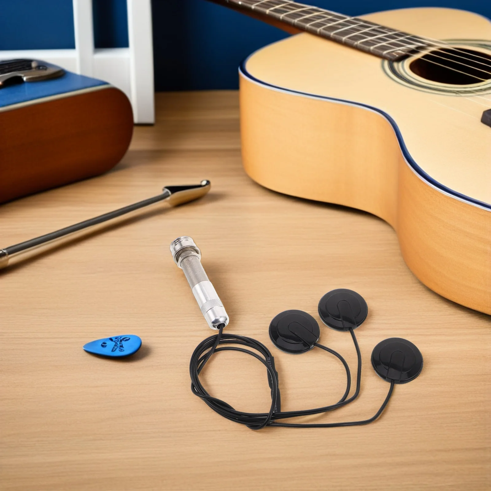 

1Set Guitar Piezo Transducer Pickup Durable 300-2 Aluminum Tube Advanced Technology Clear Vibrant Audio Practice Studio