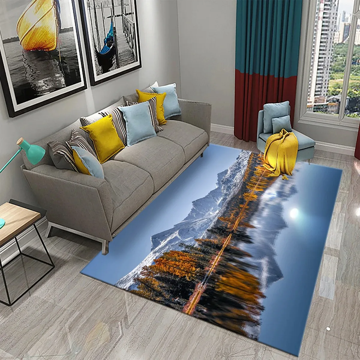 Natural landscape print carpet home living room bedroom decoration floor mat room bathroom non-slip carpet entrance door mat