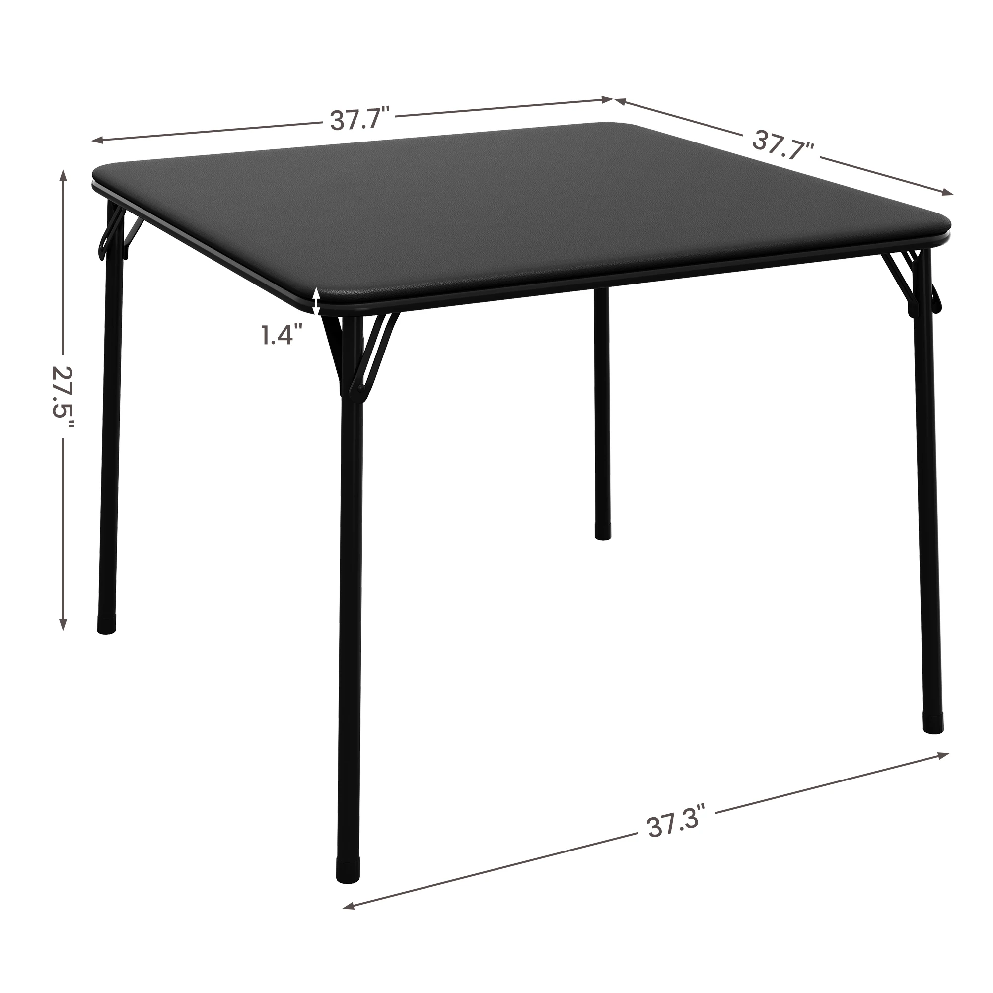 33.6-inch Portable Square Folding Card Table, Black Metal Folding Table with PU Soft Cushion, Suitable for Living Room, Office, Camping Table ONLY