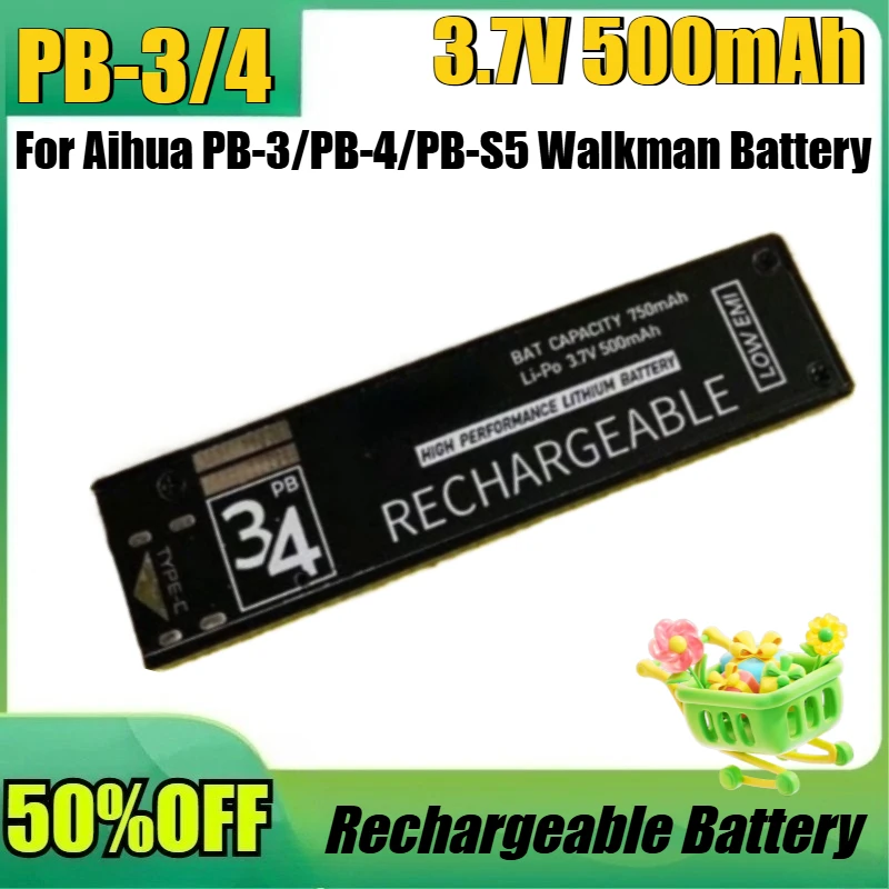 

Новая литиевая батарея 3.7V 500mAh для Walkman Aihua PB-3/PB-4/PB-S5, перезаряжаемая, с разъемом TYPE-C