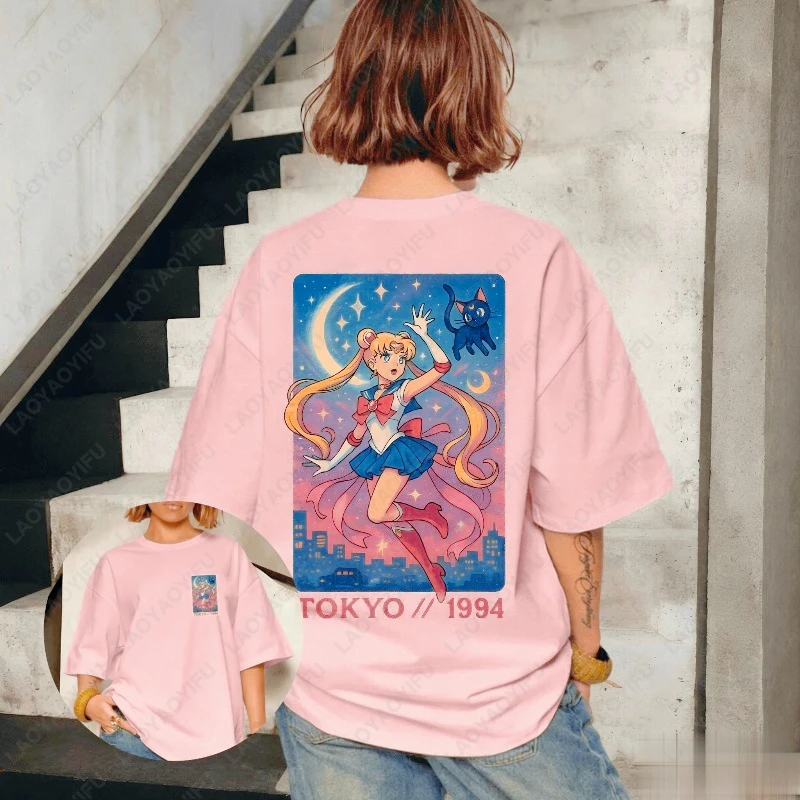 

Sailor Moon Anime Graphi T Shirt Men Women Vintage Oversized Short Sleeve Tee Casual Streetwear Kawaii Graphic Top Y2k Clothes