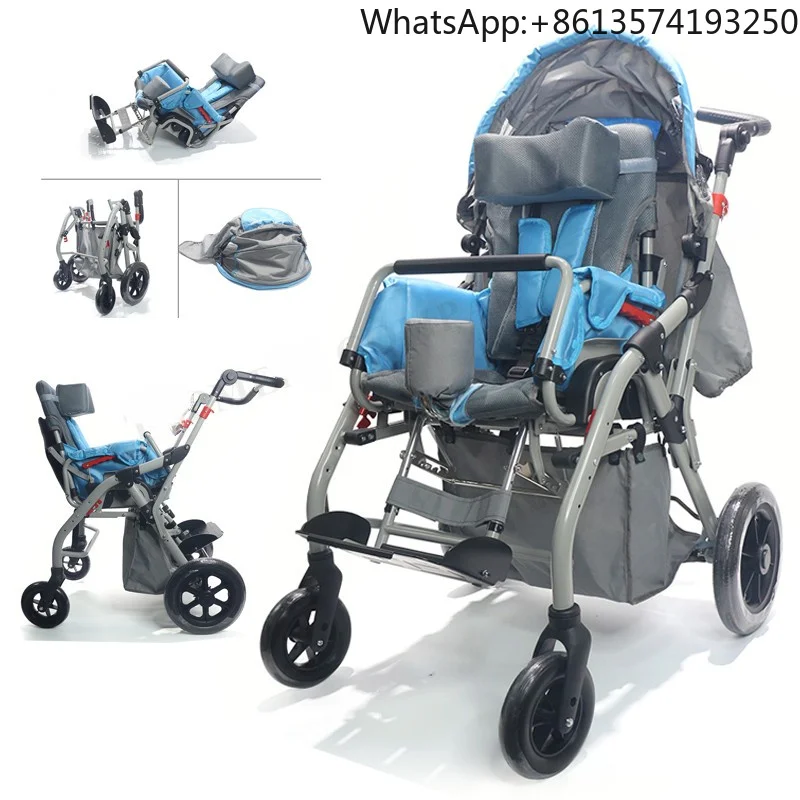 Folding Adjustable Backrest Reclining Pediatrics Manual Wheelchair Silla De Ruedas Cerebral Palsy Wheelchair Walkers Vehicles