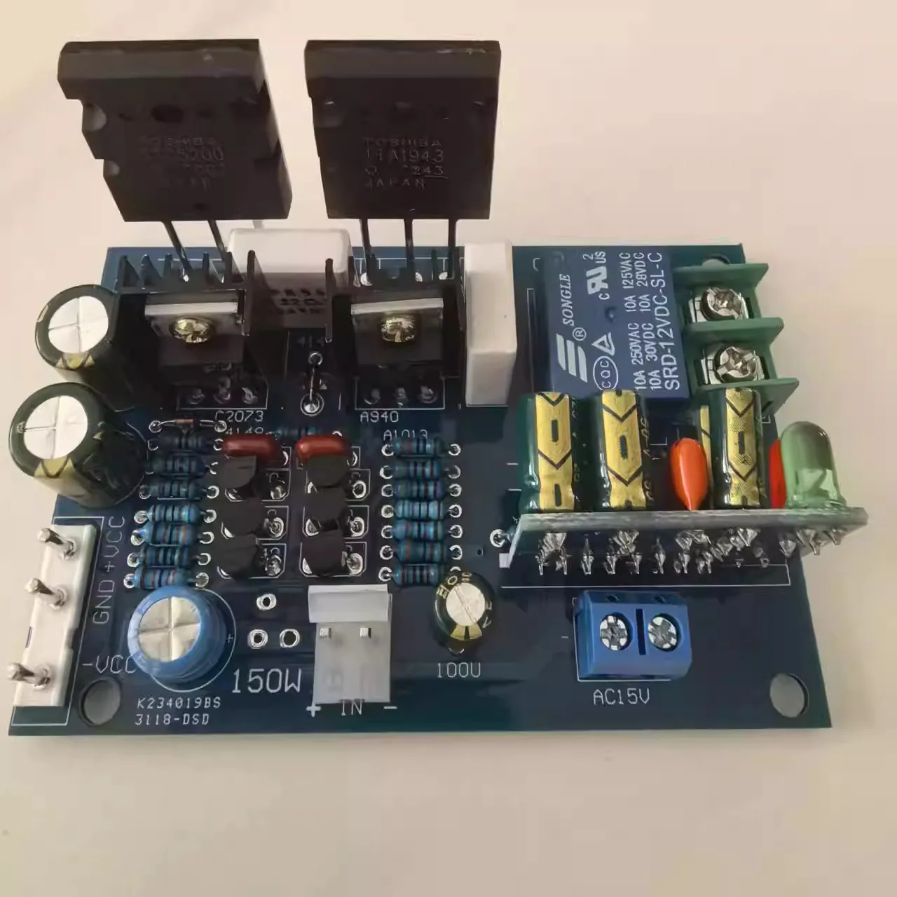 GHXAMP Mono 150W Class AB HiFi Power Amplifier Board, 2SA1943/2SC5200 Transistors, with Speaker Protection Module 1PC