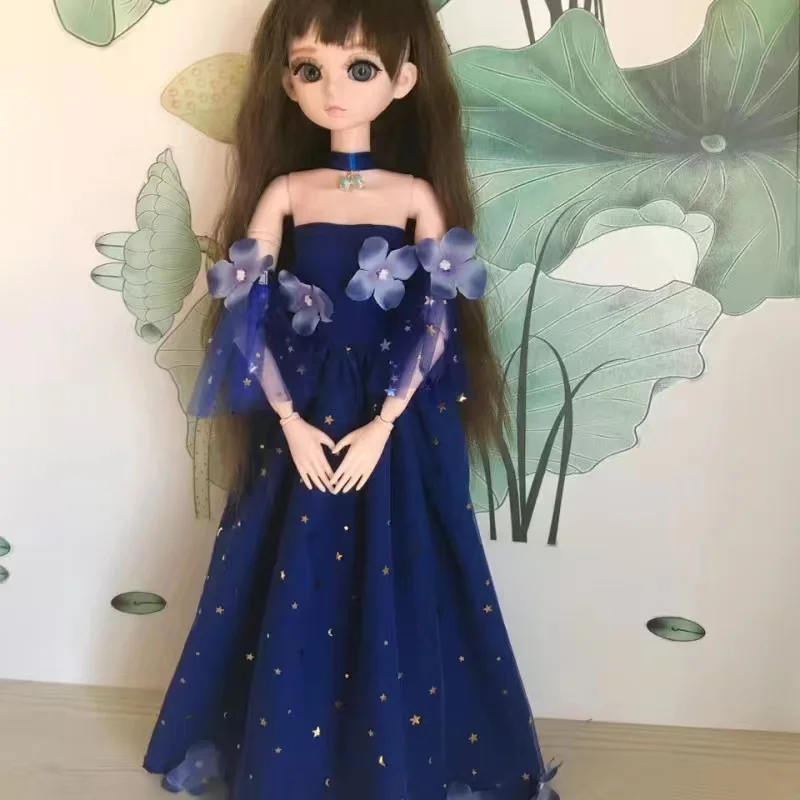 1/3 1/4 1/6 BJD doll dress blue flower dress 40cm 60cm Ye luoli skirt