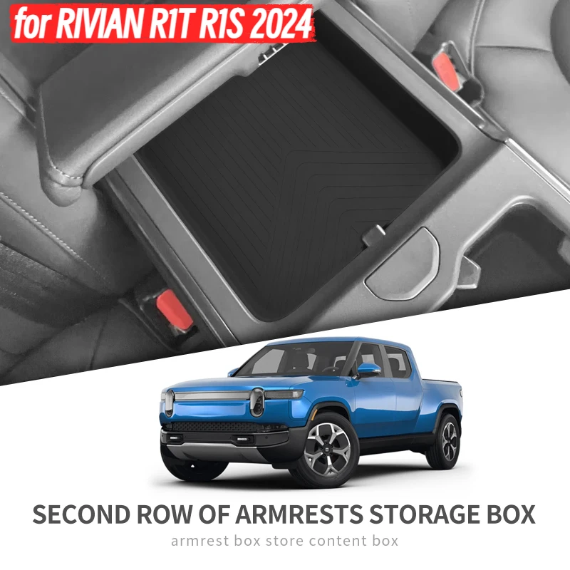

for RIVIAN R1T R1S Secone Row Armrest Storage Box Silicone Car Tray Organizing Tidying Auto Accessory for RIVIAN R1T R1S 2024