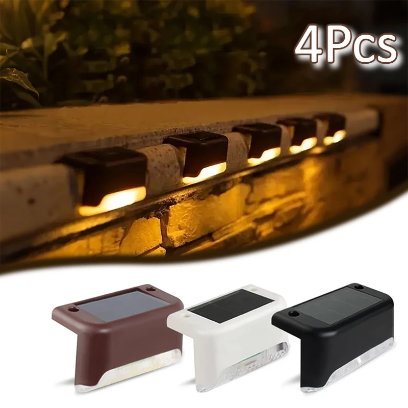 

4Pcs Solar Step Lights, Outdoor LED Lights, IP45 Waterproof, Automatic On/Off, Energy Saving Lights for Gardens, Fences, Steps