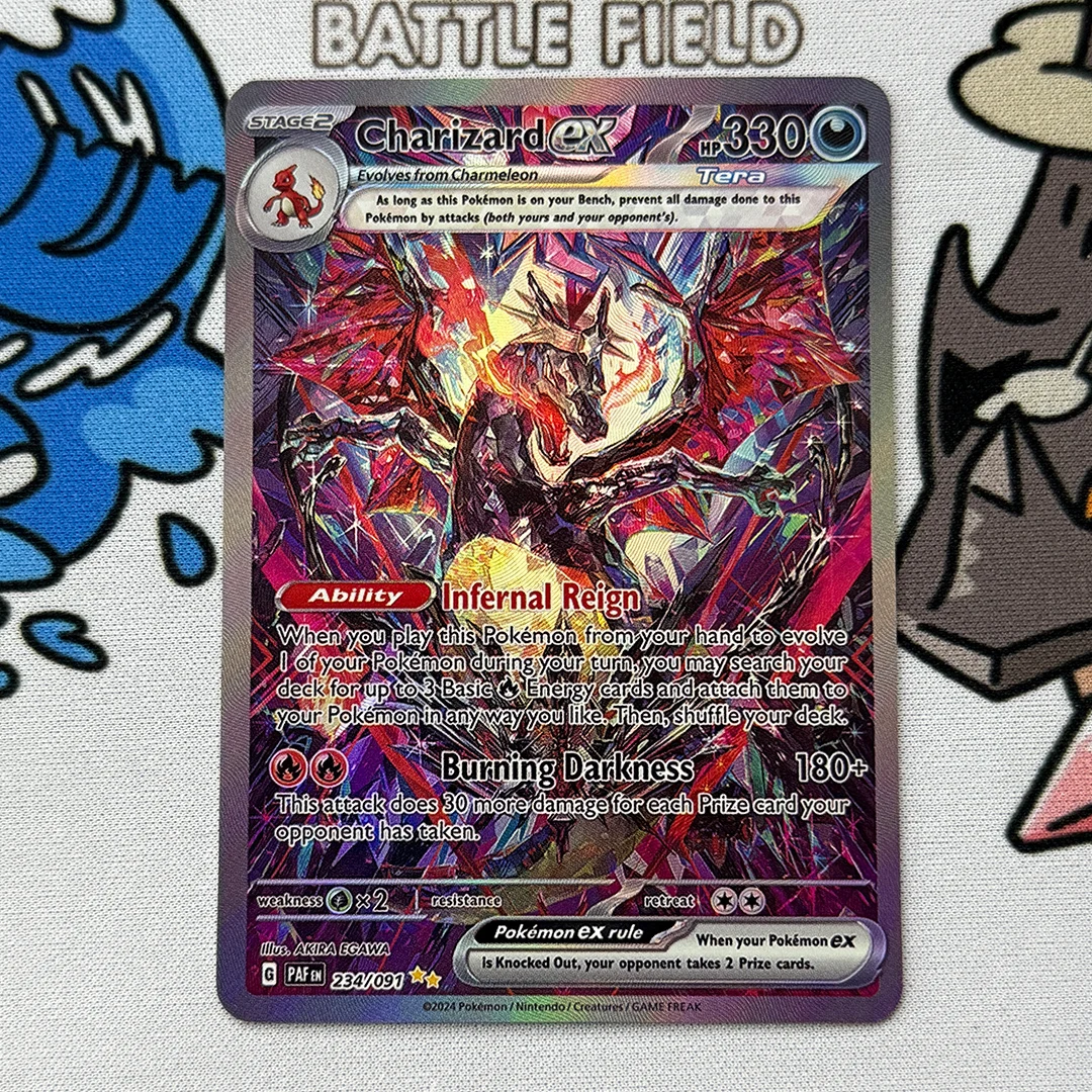 

DIY English Proxy Card 2024 P.M. PAF Paldean Fates # Коллекционная карта Charizard ex Special Illustration (234) – редкий аниме-подарок для поклонников PTCG