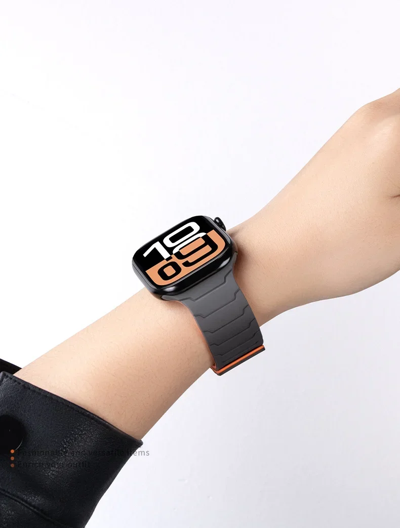 Silikonarmband für Apple Watch Ultra 4 3 2 49mm 12 11 10 46mm 42mm 9 8 7 45/41mm Magnetisches Armband iWatch 6 5 4 SE 44/40mm – Detail 5