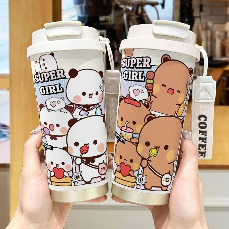 

New Bubududu Insulated Cup 530ml Couple Cup Cute High-Quality Portable Water Bottle Stainless Steel Straw Seasonal Universal Cup