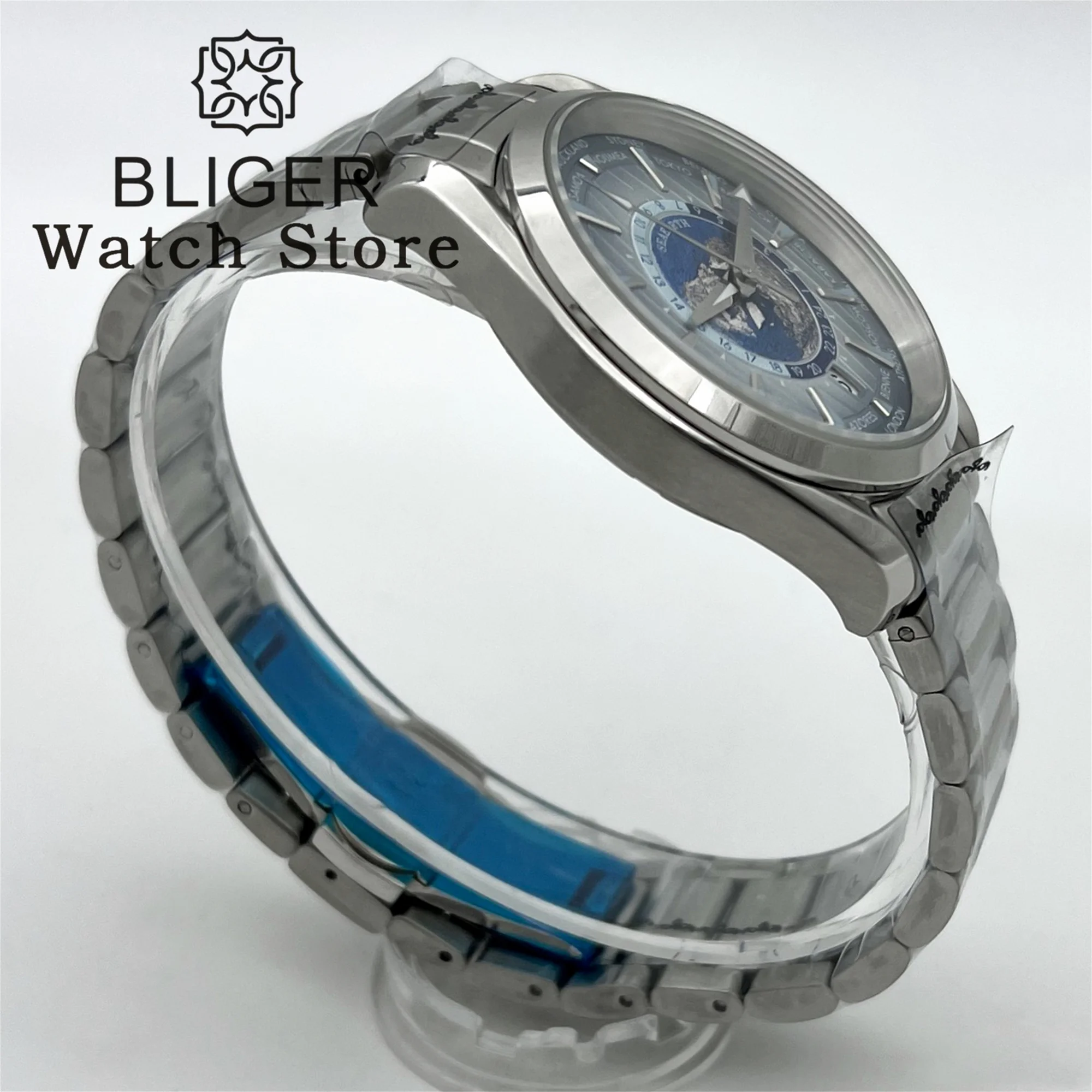 ساعة ميكانيكية بليجر أوتوماتيكية للرجال ، كريستال ياقوتي فاخر ، ساعة 6 بوصة ، تاريخ عميق مقاوم للماء ، ساعة ستانلس ستيل ، NH35 ، 40 way