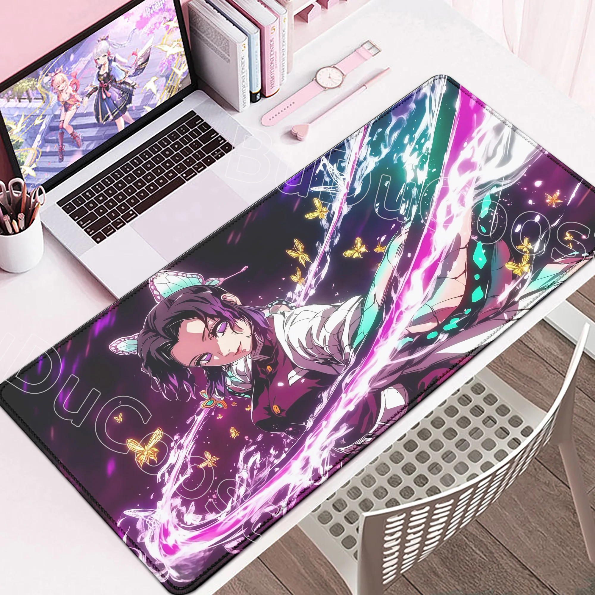 

New Wallpaper Large Mouse Pad Demon Slayer Anime Mousepad Desk Mats Office Accessories Deskmat Non-slip Rubber Lockedge Mice Mat