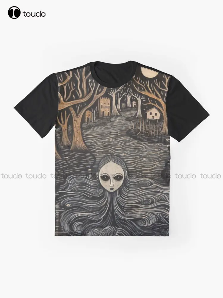 Nightmare Art Brut Drowning Woman In River Graphic T-Shirt Custom Aldult Teen Unisex Digital Printing Tee Shirts Custom Gift