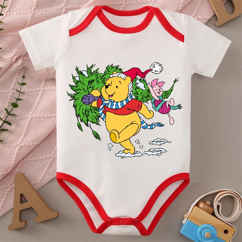 

MINISO Рождественский хлопковый комбинезон с Винни-Пухом, детская одежда, комбинезон-боди для новорожденных от 0 до 12 месяцев, лучший милый подарок для ребенка