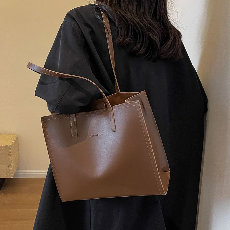 

Women's Tote Bag Women Handbags Large Capacity Female Luxury High Quality PU Leather Simple Designer Shoulder Bag Сумка Женская