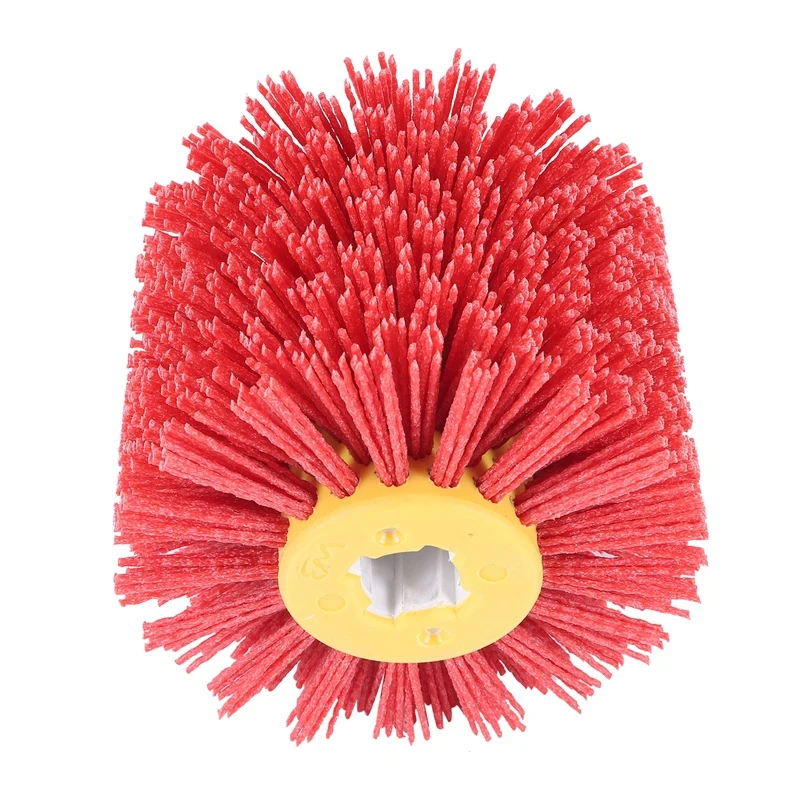 

Red Abrasive Wire Drum Brushes Deburring Polishing Buffing Wheel For Furniture Wood Angle Grinder Adapter