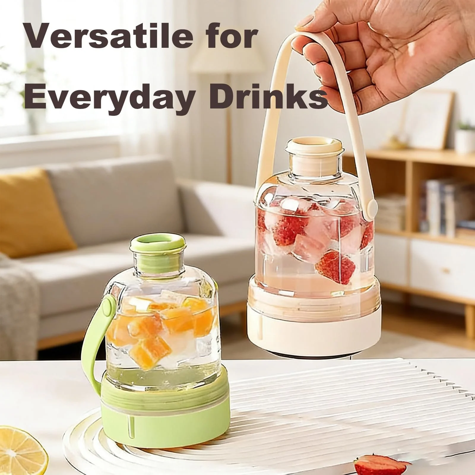 Picture 6: Transparent Water Bottle Ice Maker with Ice Tray, 2-in-1 Iced Cube Bottle, Portable Silicone Cube Cup, Easy Press to Release Tra